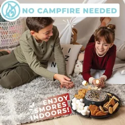 2-i-1 Elektrisk Fondue & Smores Maker Sæt – Smelt Chokolade, Indendørs Sæt med 4 Grillpinde & Aftagelige Bakker Online