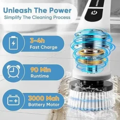 7-i-1 elektrisk rengøringsbørste – trådløs, med 7 udskiftelige børstehoveder, justerbart håndtag og Type-C-opladning Discount