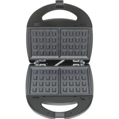 6‑i‑1 multifunktionelt vaffeljern & pandekagemaskine, sandwichmaker, 750 W, dobbelte varmeplader, foldbar, sort Sale
