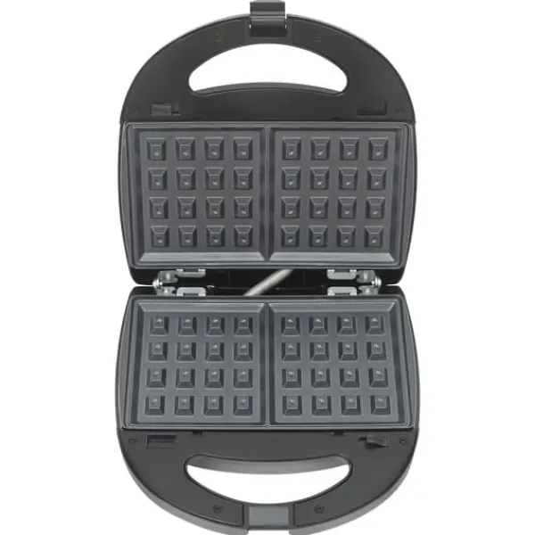 6‑i‑1 multifunktionelt vaffeljern & pandekagemaskine, sandwichmaker, 750 W, dobbelte varmeplader, foldbar, sort Sale