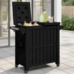 3-i-1 serveringsvogn med isspand og opbevaring | Farve: Sort | Størrelse: 80 l Online