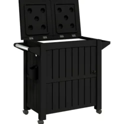 3-i-1 serveringsvogn med isspand og opbevaring | Farve: Sort | Størrelse: 80 l Online