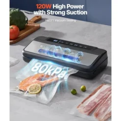 7-i-1 Vakuumforsegler, Kompakt Automatisk Madforsegler, 120W, poser og ruller inkluderet
