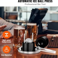 Ice Ball Press, 2,4" isterningpresser, aluminiumsis-kugle kit til 60 mm kugler. Perfekt til whisky, cocktails og fester. Sort. Online
