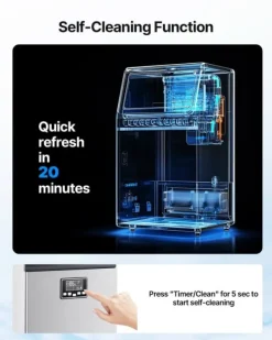 IJsblokjesmachine - Commerciële IJsmachine - Capaciteit 45 kg/dag - Opslag 13 kg - Vrijstaand of Onderbouw - RVS - LED-display - Zelfreinigend New