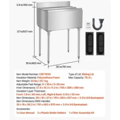 Isbeholder, 78,4 L, 76,1x48,3x93,7 cm, rustfrit stål Discount