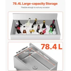 Isbeholder, 78,4 L, 76,1x48,3x93,7 cm, rustfrit stål Discount