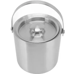 Ishink i rostfritt stål Dubbellager Vinchampagneölfat med handtag för Bar Party 3L 19x17,2cm/7,5x6,8in Clearance