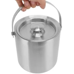 Ishink i rostfritt stål Dubbellager Vinchampagneölfat med handtag för Bar Party 3L 19x17,2cm/7,5x6,8in Clearance