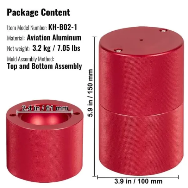 Ishulsform, 2,4" Isboldsproducent i letvægtslegering, til 60 mm is-sfærer. Inkl. tang og drypbakke - perfekt til whisky, cocktails og fester. Hot