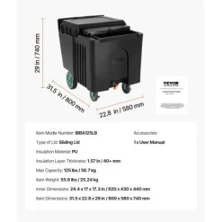 Iskasse, 80x58x74 cm isoleret med hjul, opbevaring