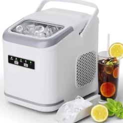Isproducenter>Ismaskine, 12 kg daglig kapacitet, klar på 6-8 minutter,Hvid