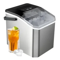 Isproducenter>Ismaskine, laver 12KG/24H, hurtig isfrigivelse på 6-8 minutter,EU, Sølvfarvet