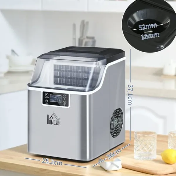 Isproducenter>Ismaskine, 25,2x36x37,1 cm, Sølv