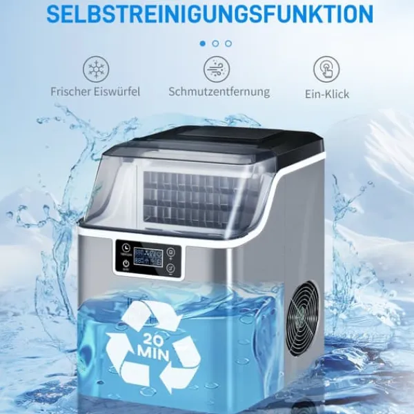 Isproducenter>Ismaskine, 25,2x36x37,1 cm, Sølv