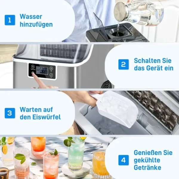 Isproducenter>Ismaskine, 25,2x36x37,1 cm, Sølv