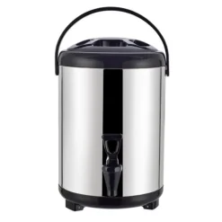 Isolerad varm- och kalldrycksdispenser hink i rostfritt stål Dryckesdispenser med tapp för mjölkte 8L stålfärg (svart lock) Online