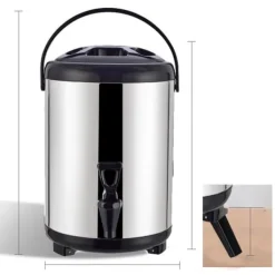 Isolerad varm- och kalldrycksdispenser hink i rostfritt stål Dryckesdispenser med tapp för mjölkte 8L stålfärg (svart lock) Online