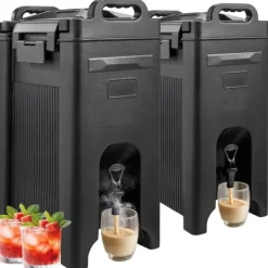 Isoleret Dispenser til Varme og Kolde Drikke, 5 Gallon/19 Liter, Drikkevareserveringssæt med 2 stk. Outlet