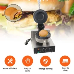 Isvaffelmaskine, 1200W effekt, temperaturinterval 50-300°C, non-stick design, holdbart rustfrit stål, justerbar timer 1-5 min Outlet