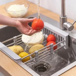 Opvaskestativer & Tørrestativer>Justerbar kurvafløb til vask grøntsagstørretumbler grå