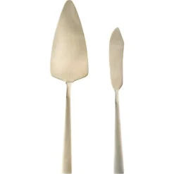Kagesæt Spatelkniv til Udskæring Portionering Servering Kage Guld New