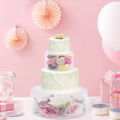 Kagestativ og kageopsats - Kagedisplay Sæt - 2-pak - Rund - 25×10 cm + 15×10 cm - Tykkelse 3 mm - Plast - Klar New