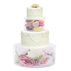 Kagestativ og kageopsats - Kagedisplay Sæt - 2-pak - Rund - 25×10 cm + 15×10 cm - Tykkelse 3 mm - Plast - Klar New