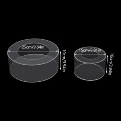 Kagestativ og kageopsats - Kagedisplay Sæt - 2-pak - Rund - 25×10 cm + 15×10 cm - Tykkelse 3 mm - Plast - Klar New