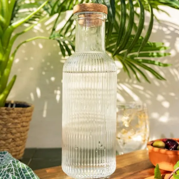 Karaffel | NATIA | rillet med prop, transparent | 1 l | 890999 Hot