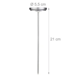 Kødtermometer, Analogt rustfrit stål, 21x5,5x5,5 cm, Sølv Outlet