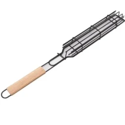 Kebab grillkurv med låsbar jernrist og træhåndtag Hot