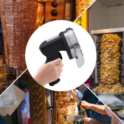 Elektriske Knive>Kebab Skærer, 80W, 220V~240V, 23*16*13 cm, EU Stik Type, 1-8 mm Skæredybde