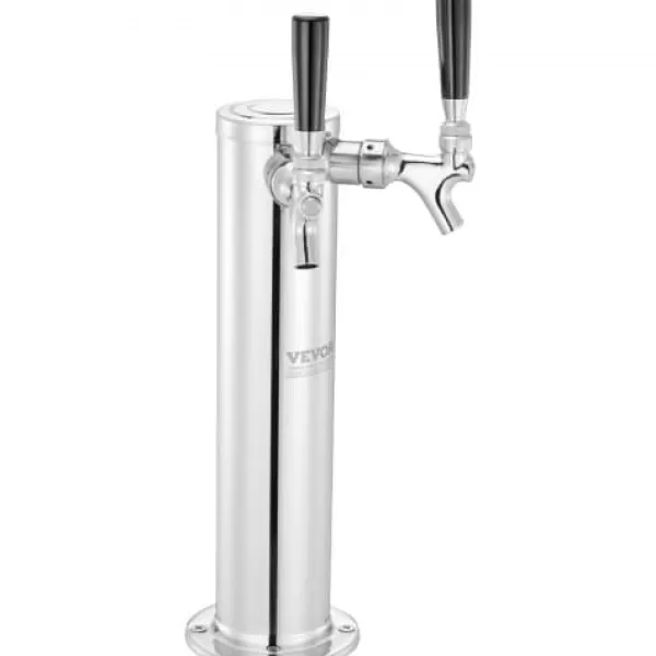 Kegerator tårnsæt, dobbelt haner øltårnsdispenser, 17.5x11.5x43.5 cm, rustfrit stål Discount