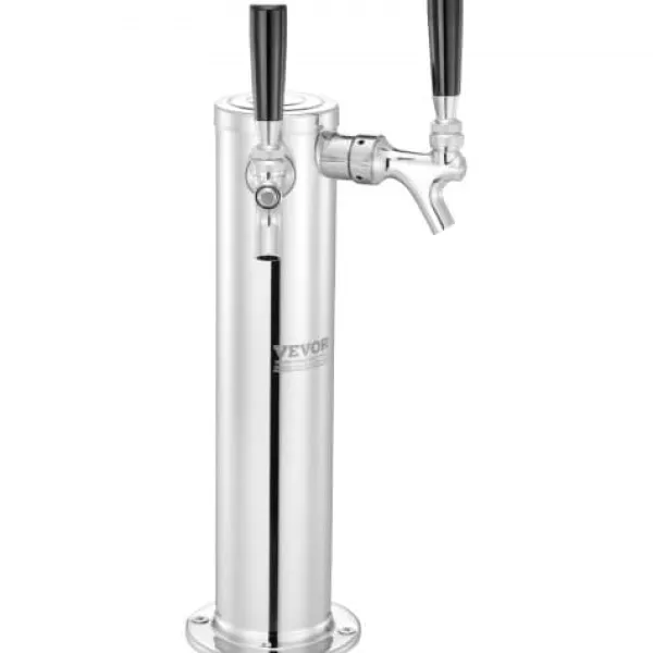 Kegerator tårnsæt, dobbelt haner øltårnsdispenser, 17.5x11.5x43.5 cm, rustfrit stål Discount
