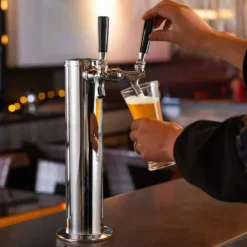 Kegerator tårnsæt, dobbelt haner øltårnsdispenser, 17.5x11.5x43.5 cm, rustfrit stål Discount