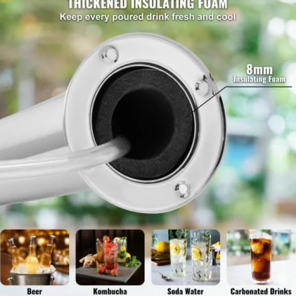 Kegerator tårnsæt, dobbelt haner øltårnsdispenser, 17.5x11.5x43.5 cm, rustfrit stål Discount