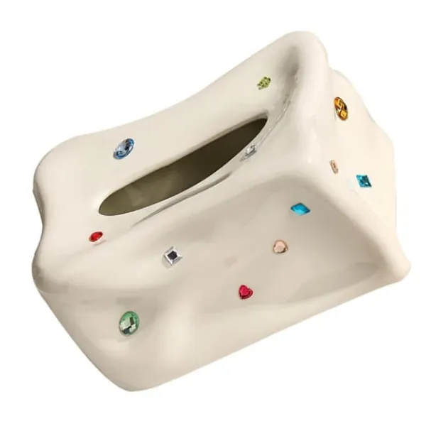 Keramisk servietæskeholder Dekorativ elegant ansigtsservietdispenseræske til spisestue Beige New