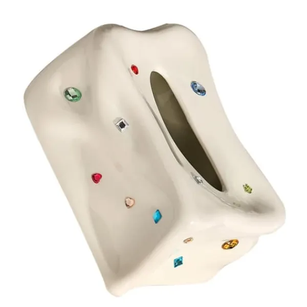 Keramisk servietæskeholder Dekorativ elegant ansigtsservietdispenseræske til spisestue Beige New