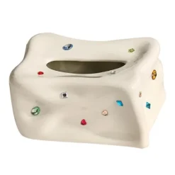 Keramisk servietæskeholder Dekorativ elegant ansigtsservietdispenseræske til spisestue Beige New