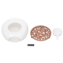 Kopvarmer>Keramisk tekandevarmer med udhulet pude, konkav bund, praktisk multifunktionel tekandevarmer til familiekontor, café