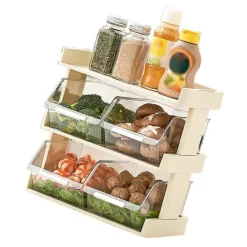 Køkken Grøntsagsopbevaringsstativ Flerlags Krydderiopbevaring Hyldebakke til tilberedt mad Hotpot Mad 3 lag