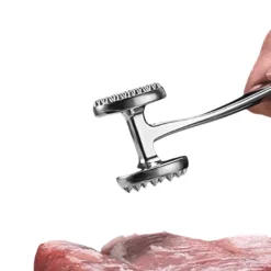 Køkken kødhammer med gummihåndtag, dobbeltfladet slaghammer til mørning af kød, kompatibel med køkkenredskaber Square Hot