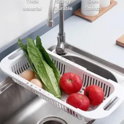 Køkken Udtrækkelig Vask Afløbskurv Plast Opvaskestativ Vask Filterkurv Frugt Grøntsagskurv Hot