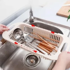 Køkken Udtrækkelig Vask Afløbskurv Plast Opvaskestativ Vask Filterkurv Frugt Grøntsagskurv Hot