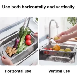 Køkken Udtrækkelig Vask Afløbskurv Plast Opvaskestativ Vask Filterkurv Frugt Grøntsagskurv Hot