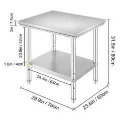 Madopvarmere>Køkkenarbejdsbænk, 330LBS Belastningskapacitet, Justerbare Fødder,30x24x32 tommer 330LBS