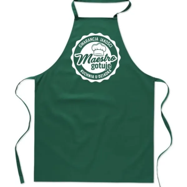 Forklæder>KØKKENFORKLÆDE grøn BEDSTEFARS KØKKENMAESTRO gave til dagen FA_712_z