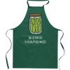 Forklæder>KØKKENFORKLÆDE med sjovt PRINT AGURKER I GLAS MED AGURKER som godbid