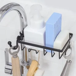 Køkkenophæng til afløbsstativ, gratis stansning, vaskopbevaringsstativ til vandhaner (sort) Outlet